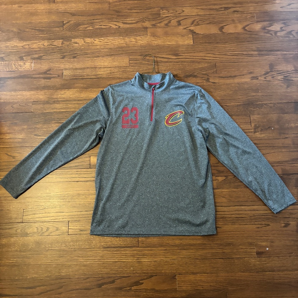 Cleveland Cavaliers Gray Long Sleeve Pullover Zip Up (23 Lebron James)